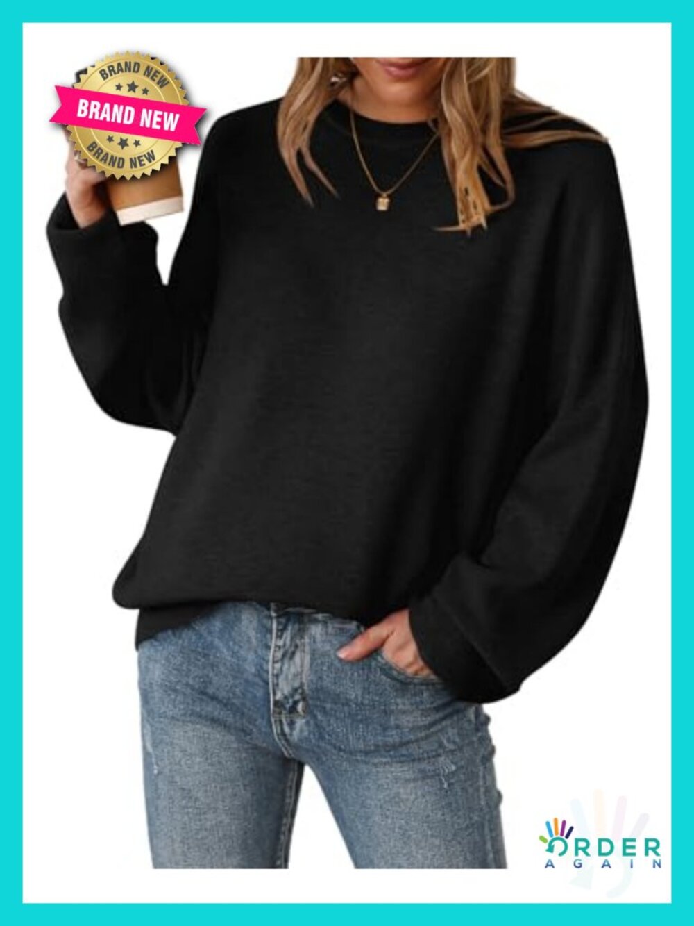 Wool Blend Oversized Crewneck Pullover Sweater Ribbed Knit